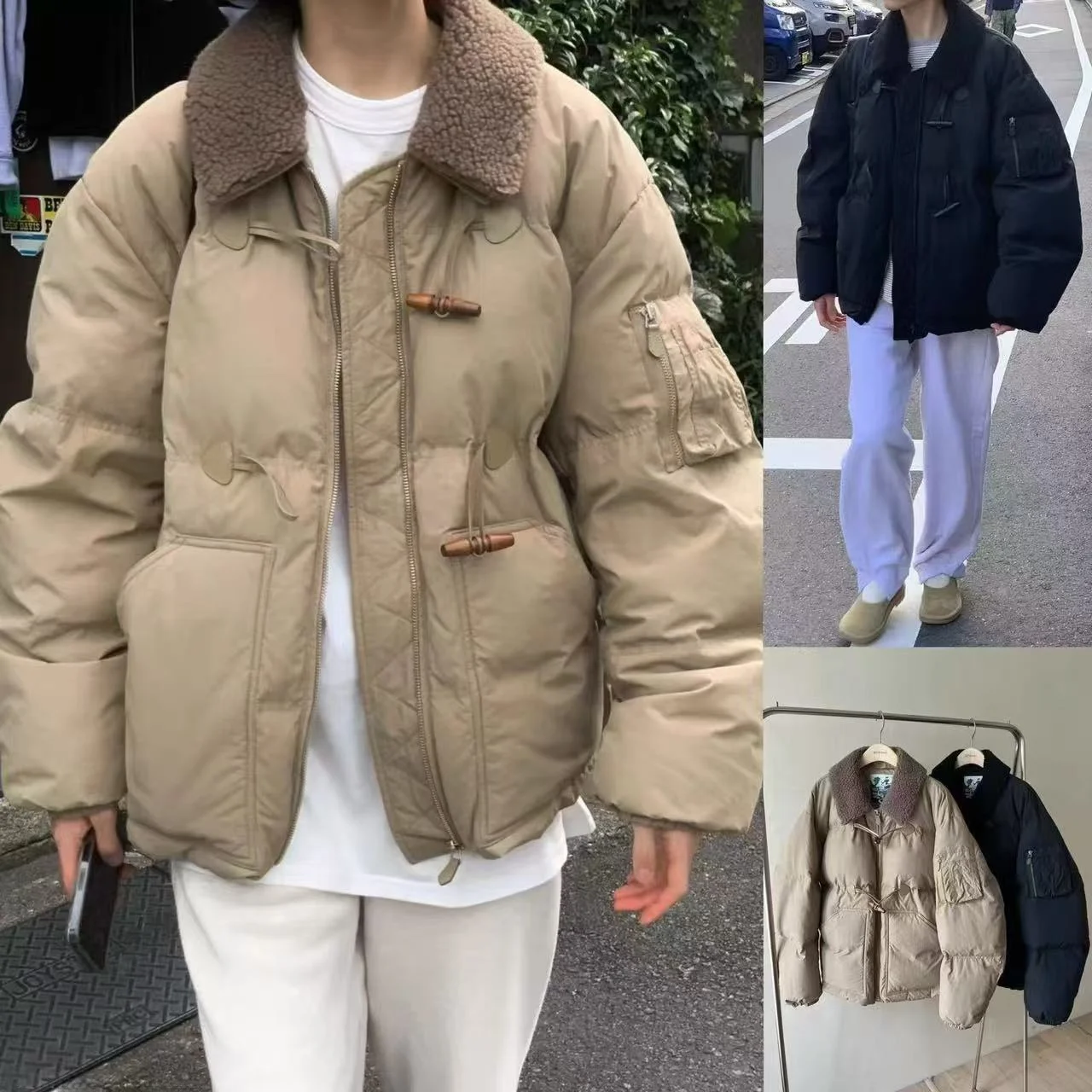 Calor leve ort sle inverno puffer jaet auto serviço 2025 cor gola de sangue design de botão commute faion