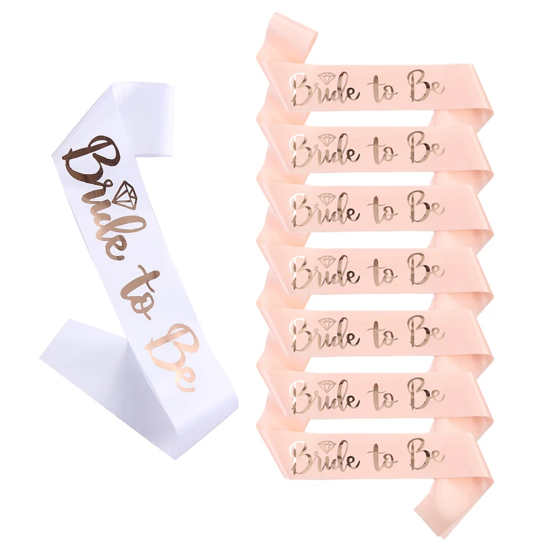 White Rose Gold Team Bride To Be Sash for Girl Women Bridesmaid Satin Sashes Bride Scarf Shoulder Strap Bridal Shower Decoration