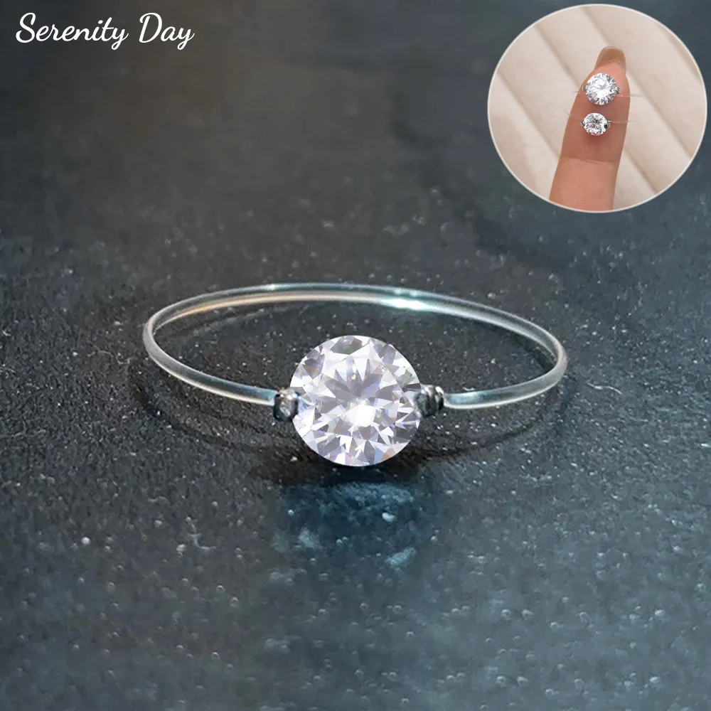 

1ct 2ct 3ct D Color Moissanite Rings for Women Gift S925 Sterling Silver Creative Transparent Fishing Line Eternity Ring Jewelry