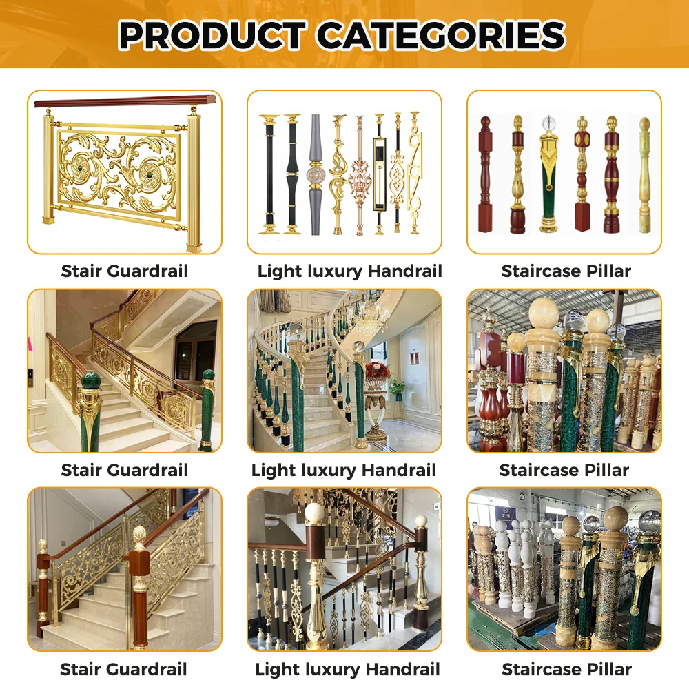 مصنع التخصيص بالجملة شرفة درابزين الدرج الألومنيوم الفاخرة الدرابزين درابزين آمن مخصص درابزين الدرج #5