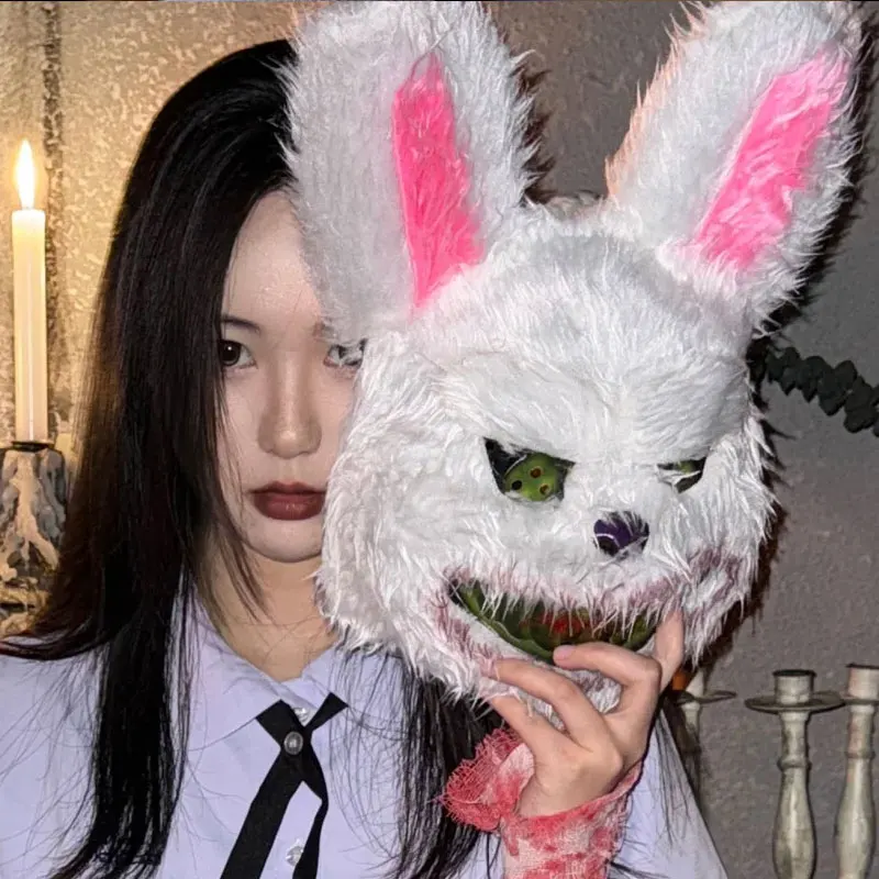 جديد هالوين تأثيري الأرنب الدموي قناع الوجه يتوهم مرحلة الحفلات المكياج مخيف الدب الكرتون غطاء رأس كرنفال زي الدعامة قناع