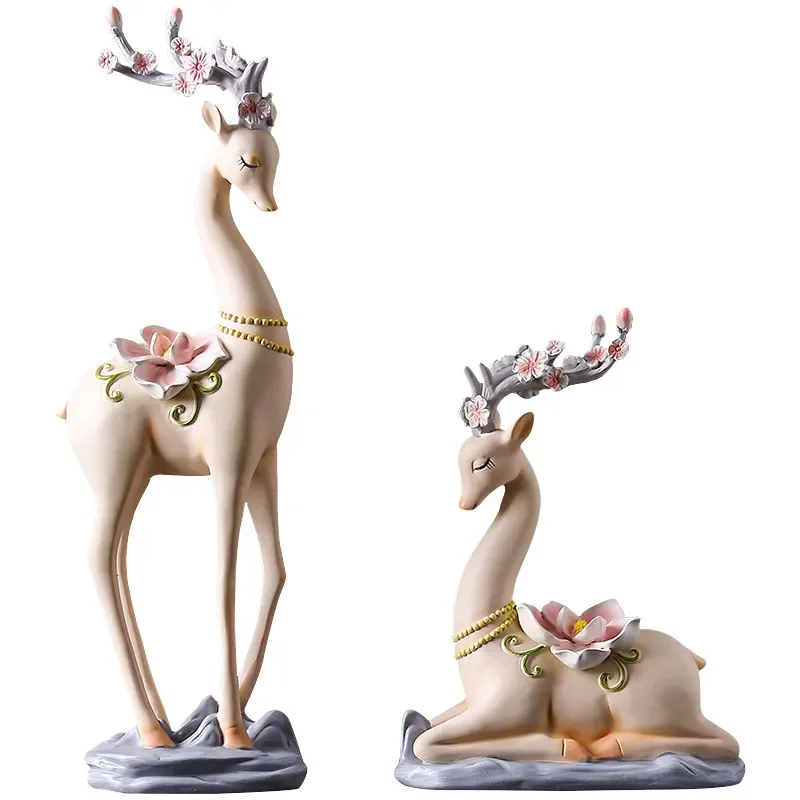 American Resin Deer Ornaments Accessories Home Livingroom Table Figurines Decoration Hotel Office Desktop Furnishings Crafts Art