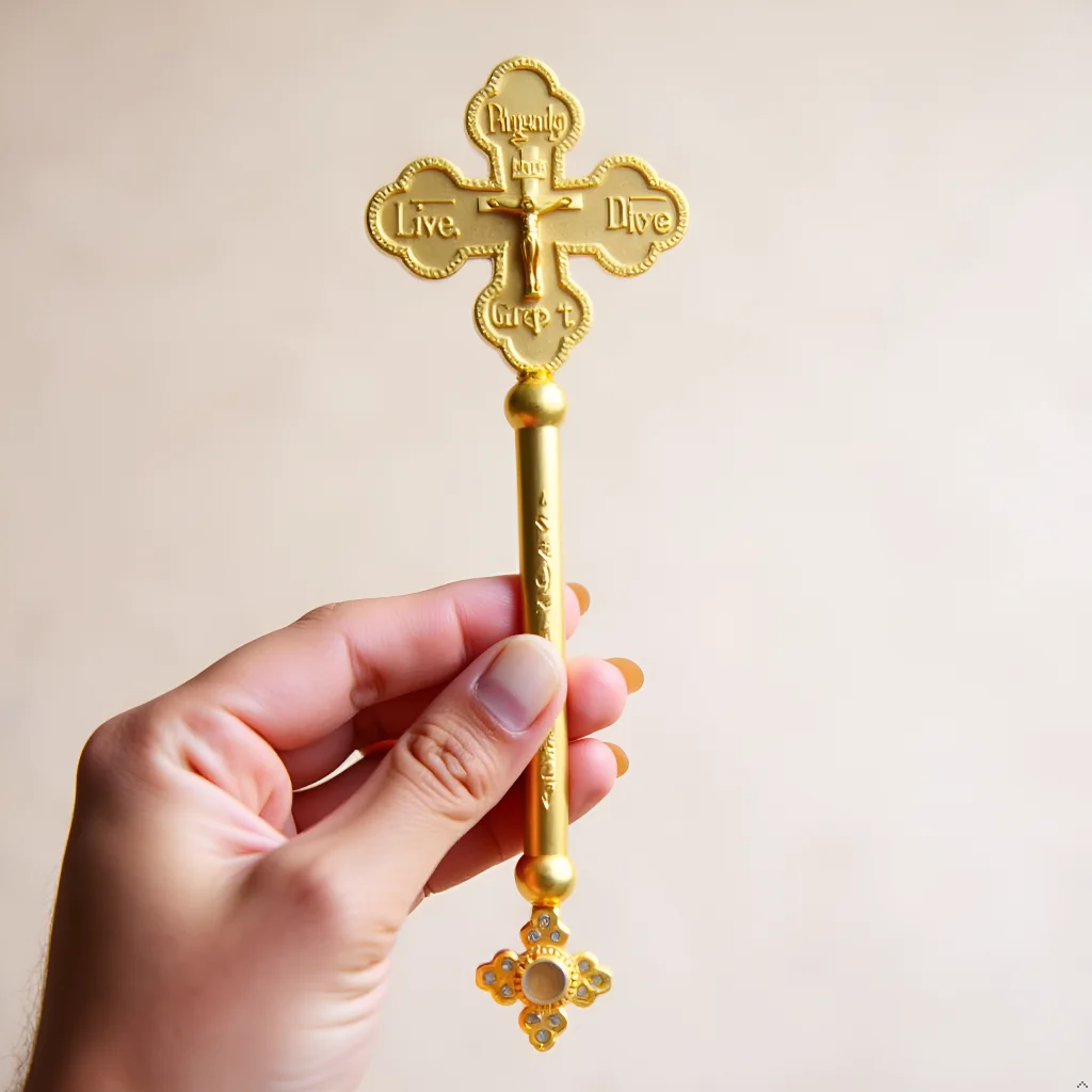 Gold Plated Orthodox Blessing Cross, Orthodox Hand Cross, Orthodox Jesus Cross, Christian Religious Ceremony Gift