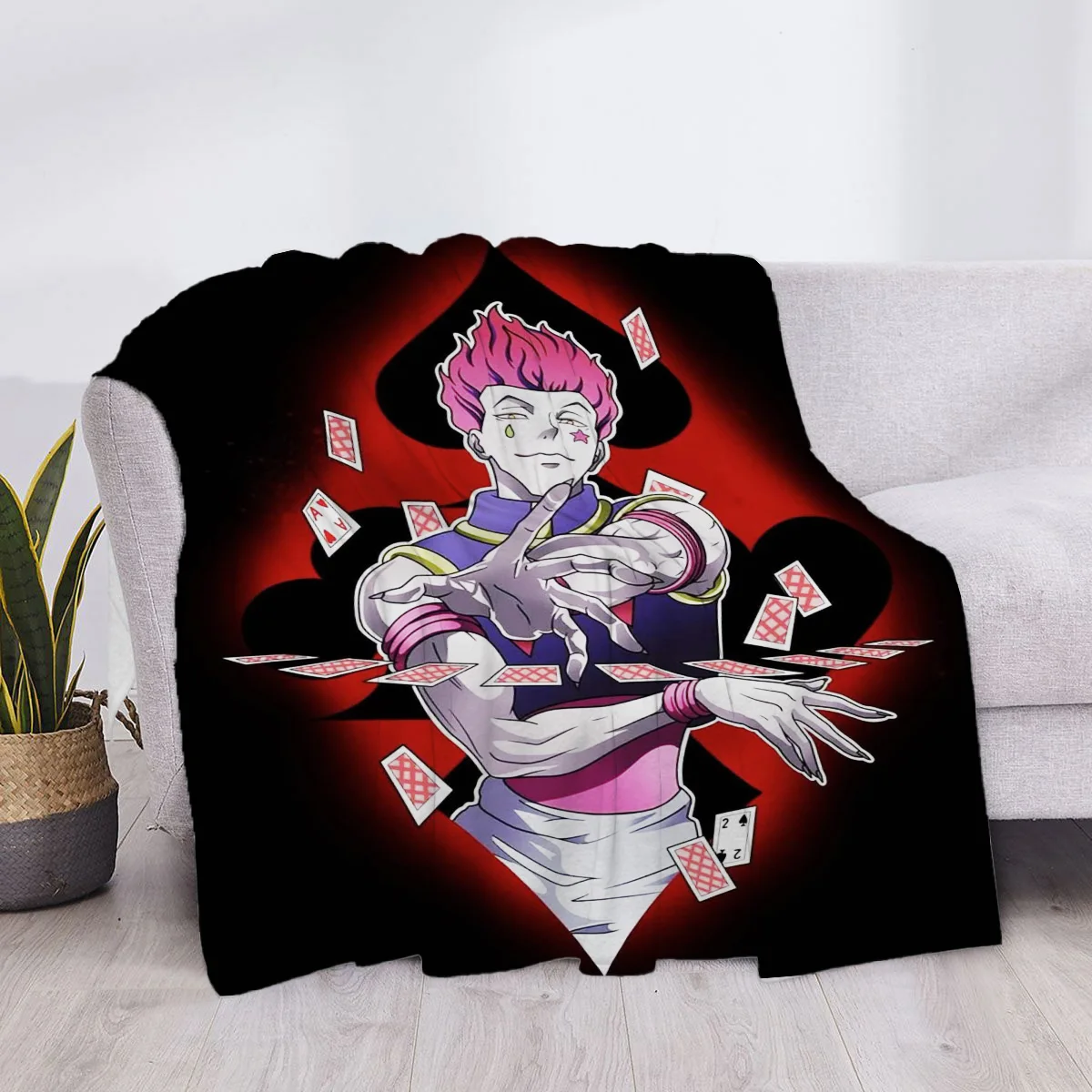 

H-Hunter X Hunter Hisoka Sofa Throw Blanket Luxury Bed Blankets Home and Decoration Knee Custom Anime Fluffy Soft Throws Cute
