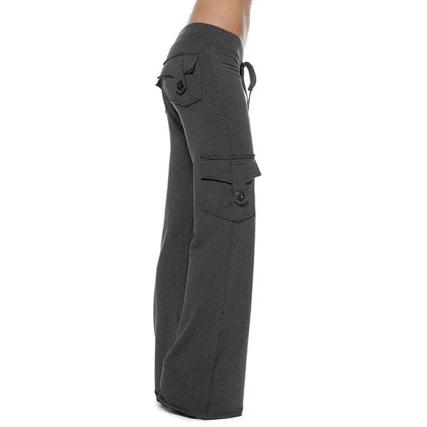 Damen Cargo-Sweatpants mit weichem Stretch, starkem elastischem Bund, Kordelzug, weitem geradem Bein, vielen Taschen, lockerer Passform für Outdoor-Aktivitäten und Laufen – Detail 9