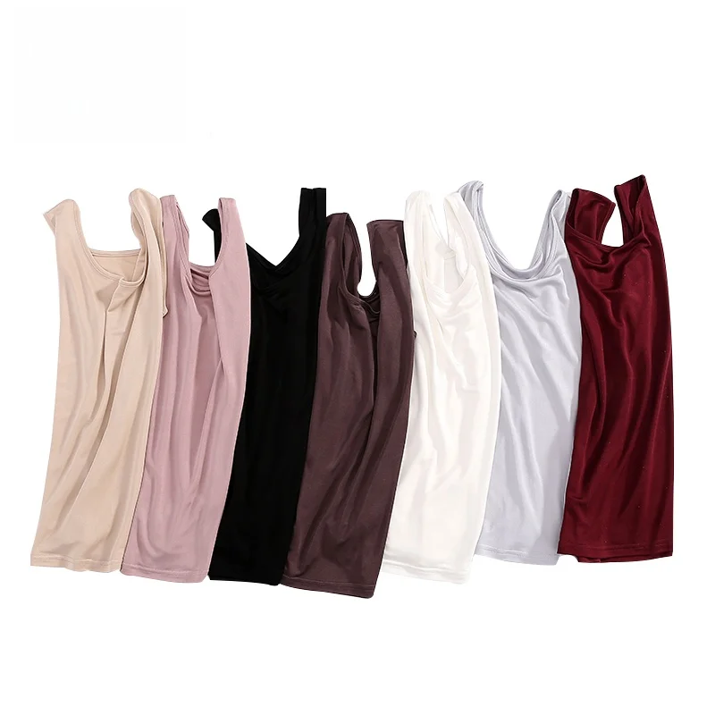 

Silk Csole Tank Top Women's Thin Svel round Ne Summer New Sle Inner Wear Outerwear Velvet Classic CL075