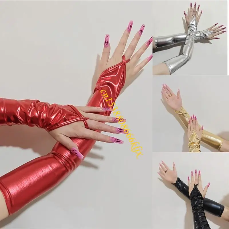 القفازات ذات الطول الكامل للطول الكامل للجلد مناسبة للملابس المرحلة Cosplay Party 066C