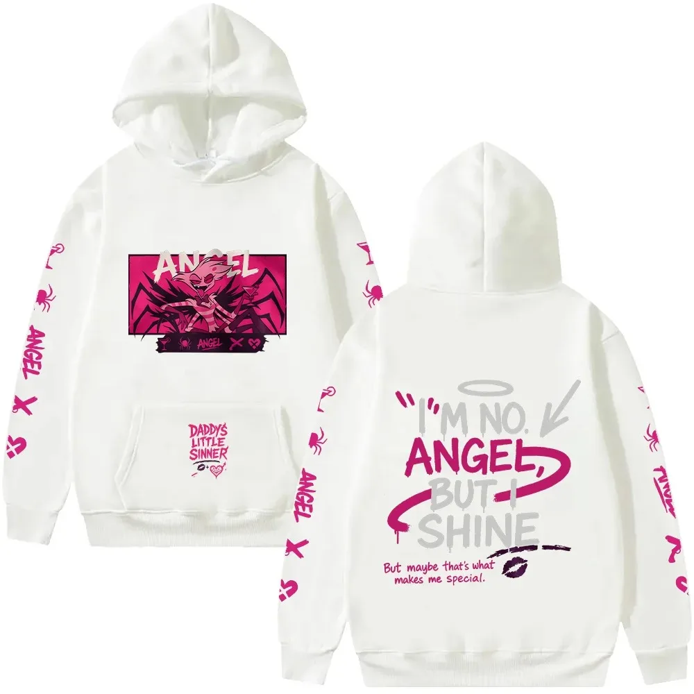 Angel Dust Hoodie Hazbin Hotel Graphic Anime Pullovers Fleece Warm Demoncore Streetwear Cute Edgy Y2k