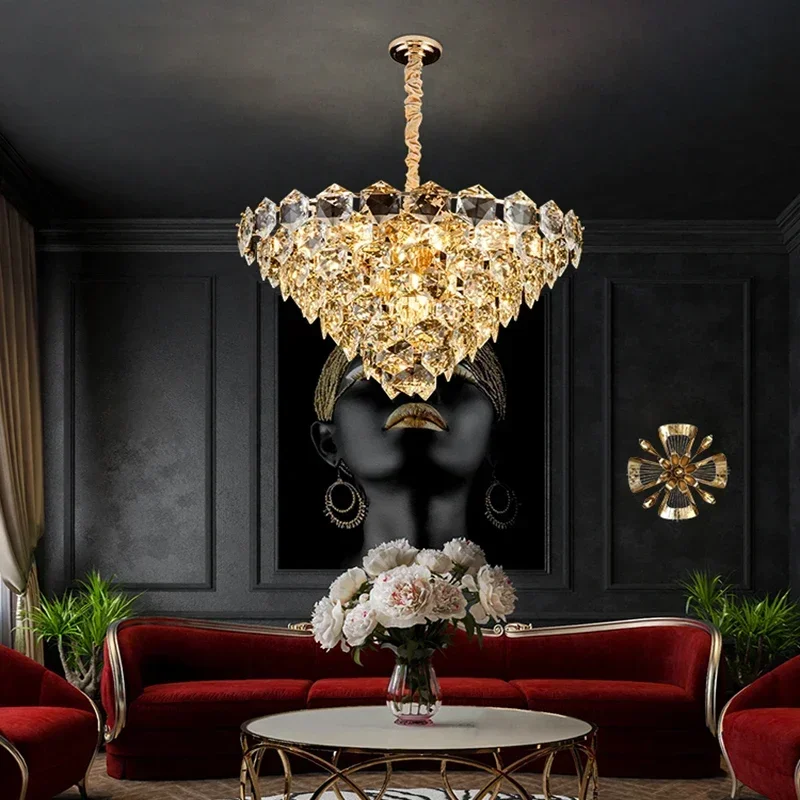 

Gold Luxury Crystal Led Pendant Light Living Dining Room Ceiling Chandelier Home Decor Bedroom Hanging Luminaire Light Fixture
