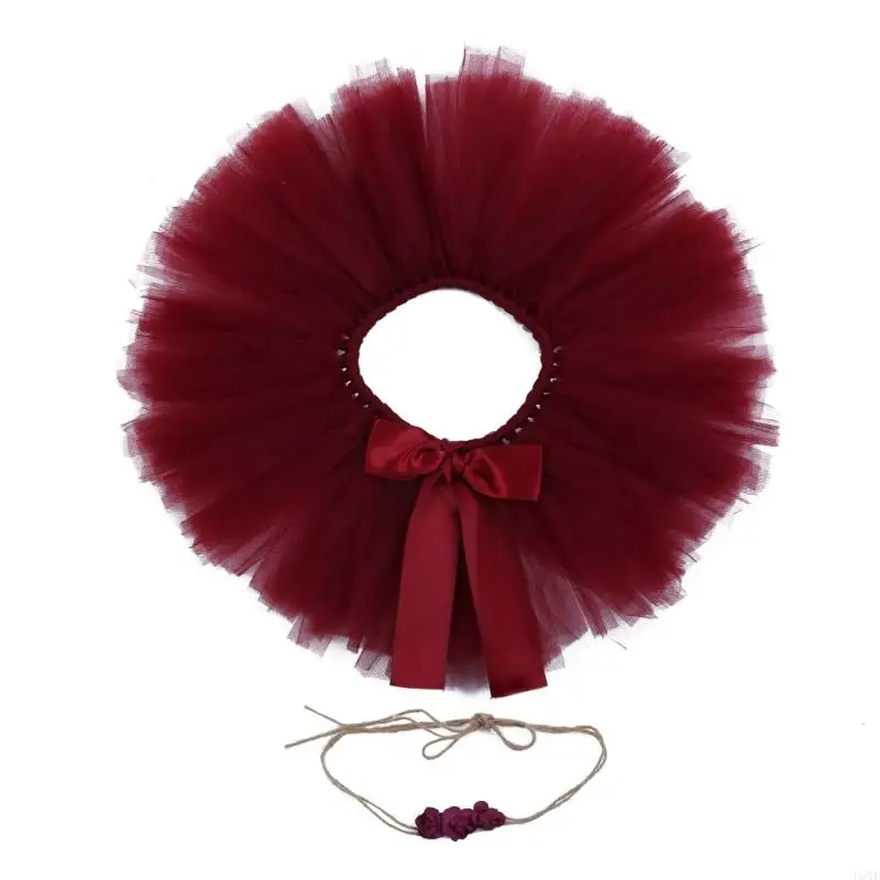 U6XE 2 Pcs Newborn Photography Props Outfit Baby Tulle Skirts Headband Set Infants Photo Flower Hair Band