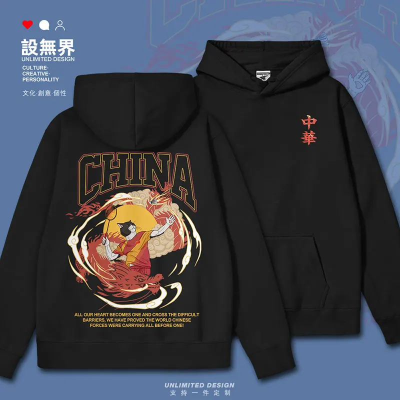 

Original illustration by Chinese Red Dragon cat badminton player mens hoodies men's clothing jerseys men autumn winter clothes