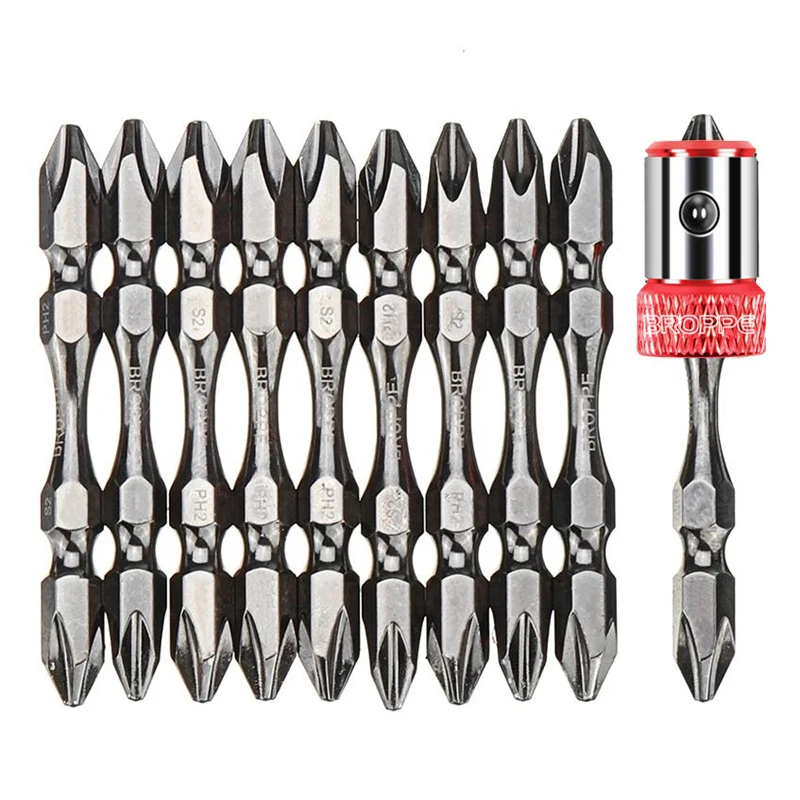 BROPPE 10 + 1 65Mm PH2 S2 Hợp Kim Thép Từ Tính 2 Đầu 1/4 "Vít Điện Vít Bộ với Từ Trường Mạnh Nhẫn