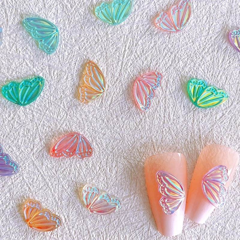 

30PCS 3D Aurora Acrylic Nail Art Butterfly Wings Charm Kawaii Accessories For Nails Decoration Modeling Design Manicure Supplies
