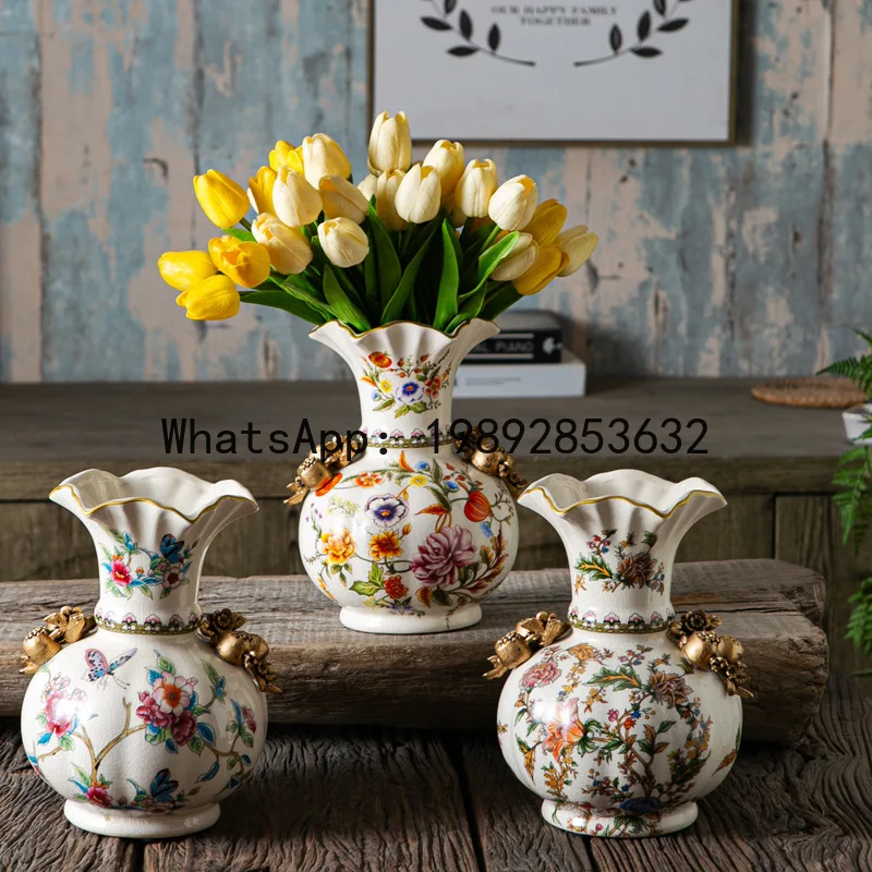 Chinese-style Retro Blue and White Porcelain Ceramic Vase Flower Vase Porcelain Handicrafts Earthenware Pot Home Decoration