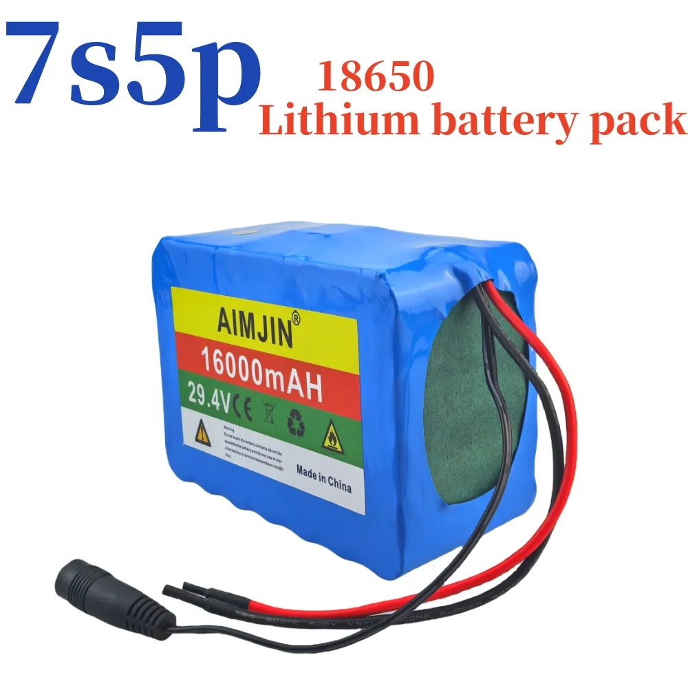 7 s5p 18650 batteria ricaricabile agli ioni di litio 24V 16000mAh BMS integrato adatto per scooter elettrici + caricabatterie 29.4v DC 2A