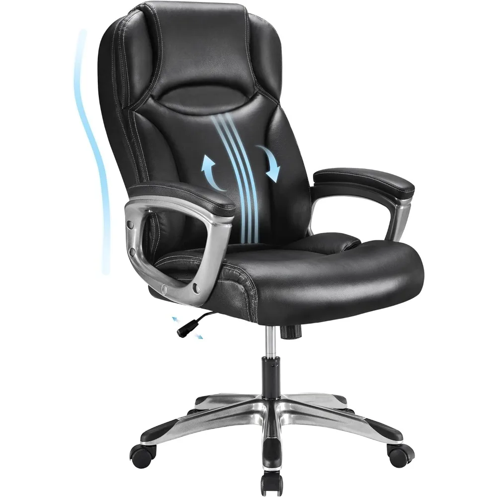 Office Chair, 350lbs Ergonomic Office Chair PU Leather Gaming Computer Chairs with High Back for Home Office, Padded Armrest