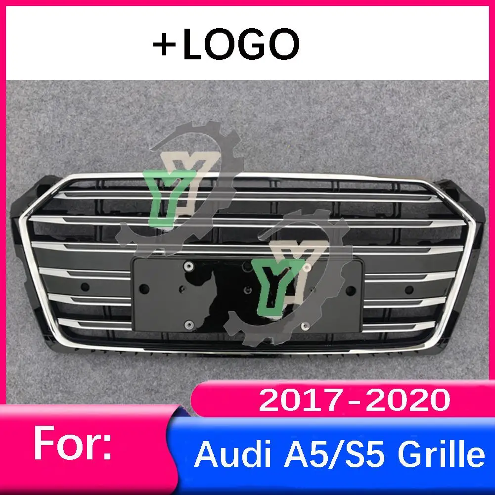 

For Audi A5 2017 2018 2019 2020 Car Front Bumper Grille Centre Panel Styling Upper Grill (Modify For S5 style)