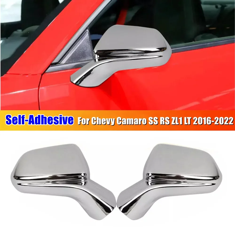 

For Chevy Camaro SS RS ZL1 LT 2016-2022 ABS Chrome Car Rearview Side Mirror Cover Wing Cap Exterior Door Trim Adhesive Sticker