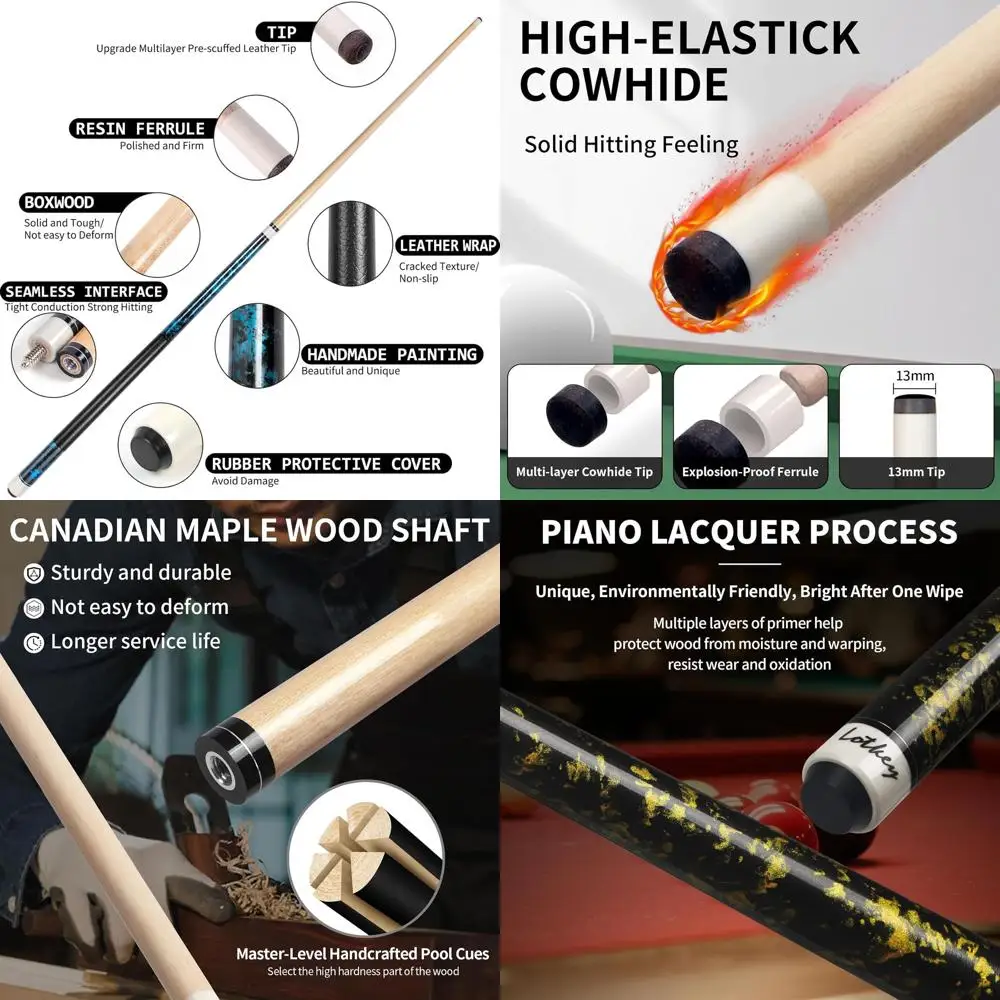 

Professional Canadian Maple Pool Cues Set - 4/3/2/1-58, 18-21 oz, Ideal for Billiards, Adults & Home Bars