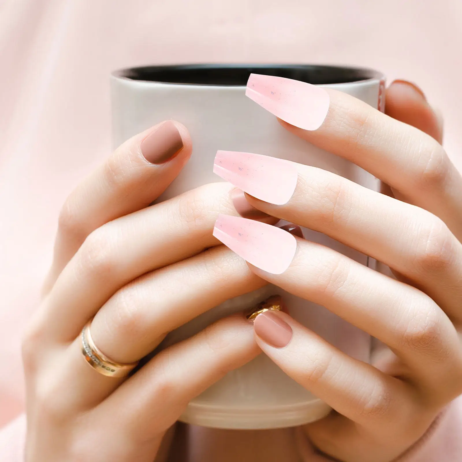 

24Pcs Ballet Press on Nails French Glue on Nails for Women Wedding Party Prom Fake Nail Tips Manicure Supplies