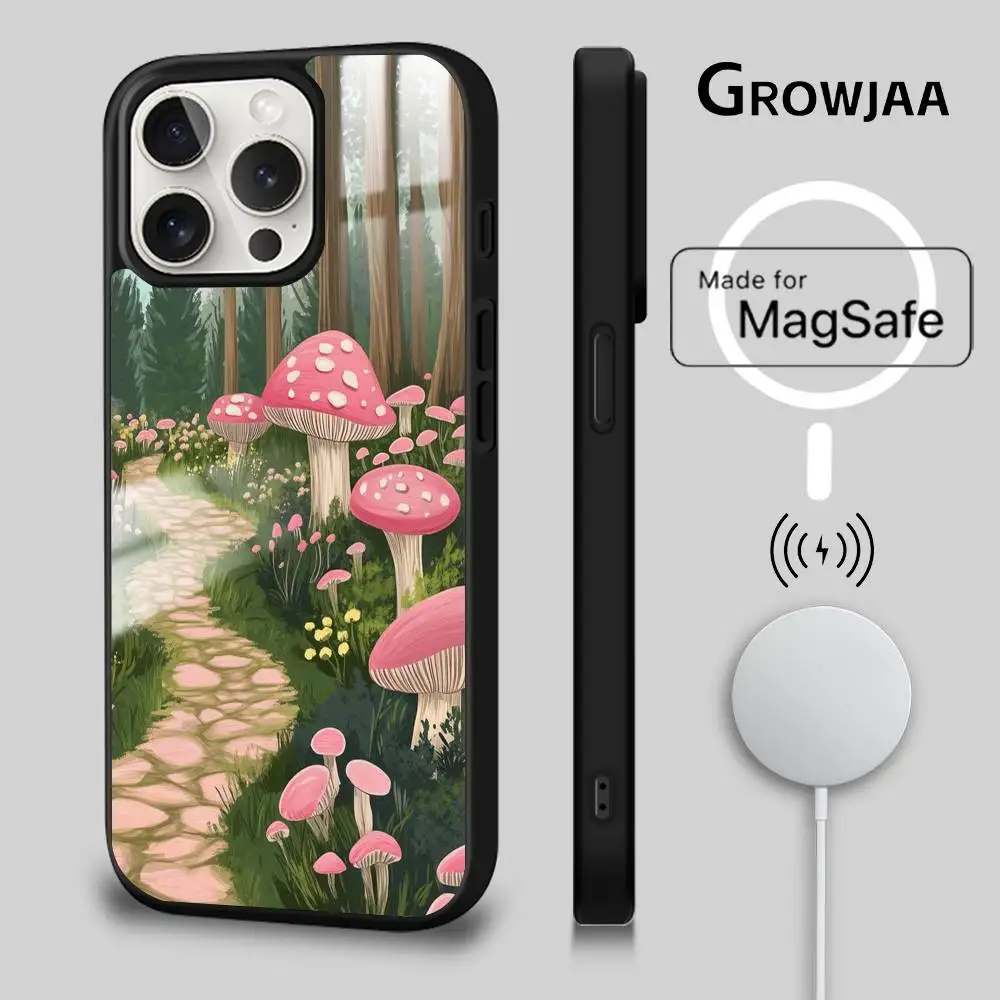 

Mushroom Forest phone case for iPhone 17 16 15 14 13 12 11 Pro Max Plus Mini Magsafe Magnetic Wireless Mirror Funda