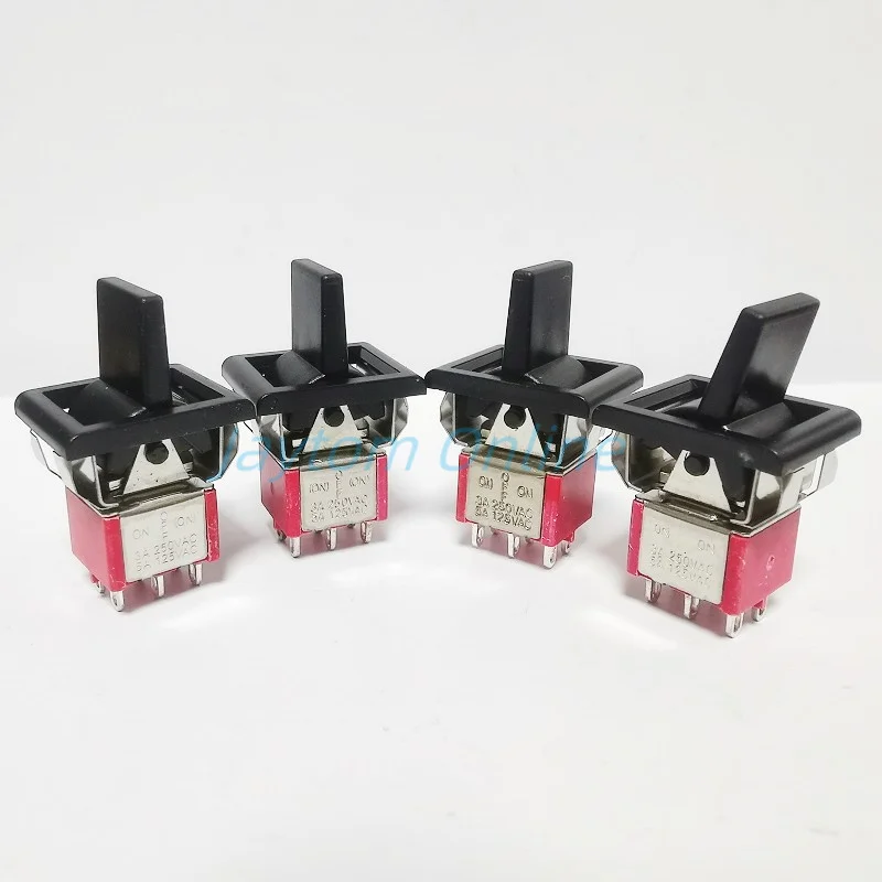 2pcs Locking Toggle Switch AC 250V/3A 125V/5A SPDT 6Pin 2 3Positions ON OFF ON Momentary Toggle Switch T80-R Snap-in Panel Mount