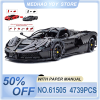 Highly difficult MOC-61505 Technical Black Super Sports Car Model Building Blocks Bricks Puzzle DIY Toys Chrismas Gifts For Kids