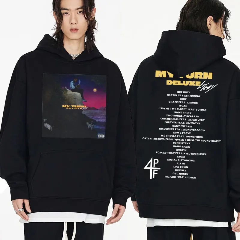 Rapper Lil Baby Hoodie My Turn Album Cover Vintage Hip Hop Black Sweatshirt Fashion Casual Oversized Hoodies Men Women Pullover