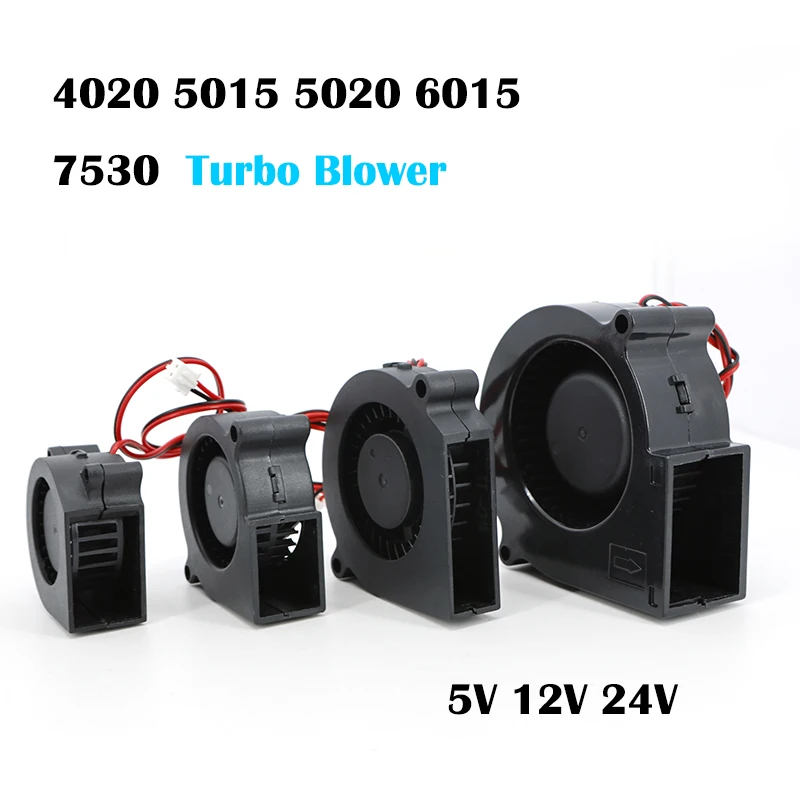 Wentylator dmuchawczy bezszczotkowy 2-pinowy 4cm 5cm 6cm 7cm DC 5V 12V 24V 4020 5015 5020 6015 7530 do chłodzenia drukarki 3D W28 — zdjęcie produktu 2