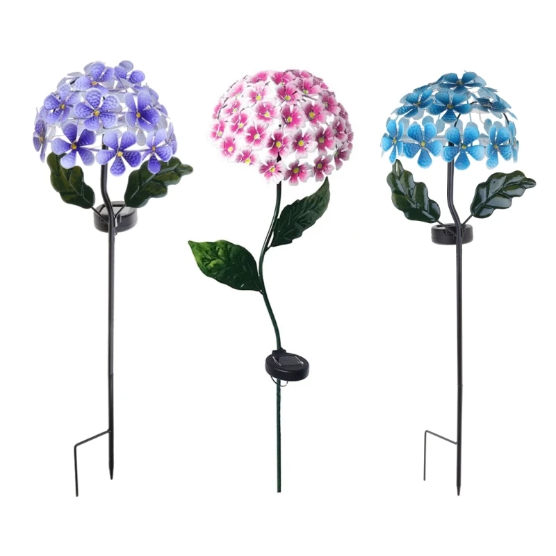 

LED Solar Lights Hydrangea Flower Yard Stake for Garden Patio Backyard Decor 45BE