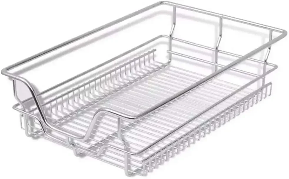 

Kitchen Sliding Cabinet Organizer Two Pull Out Chrome Wire Storage Basket Drawer For Kitchen Cabinets Cupboards Fit Fifteen Poin