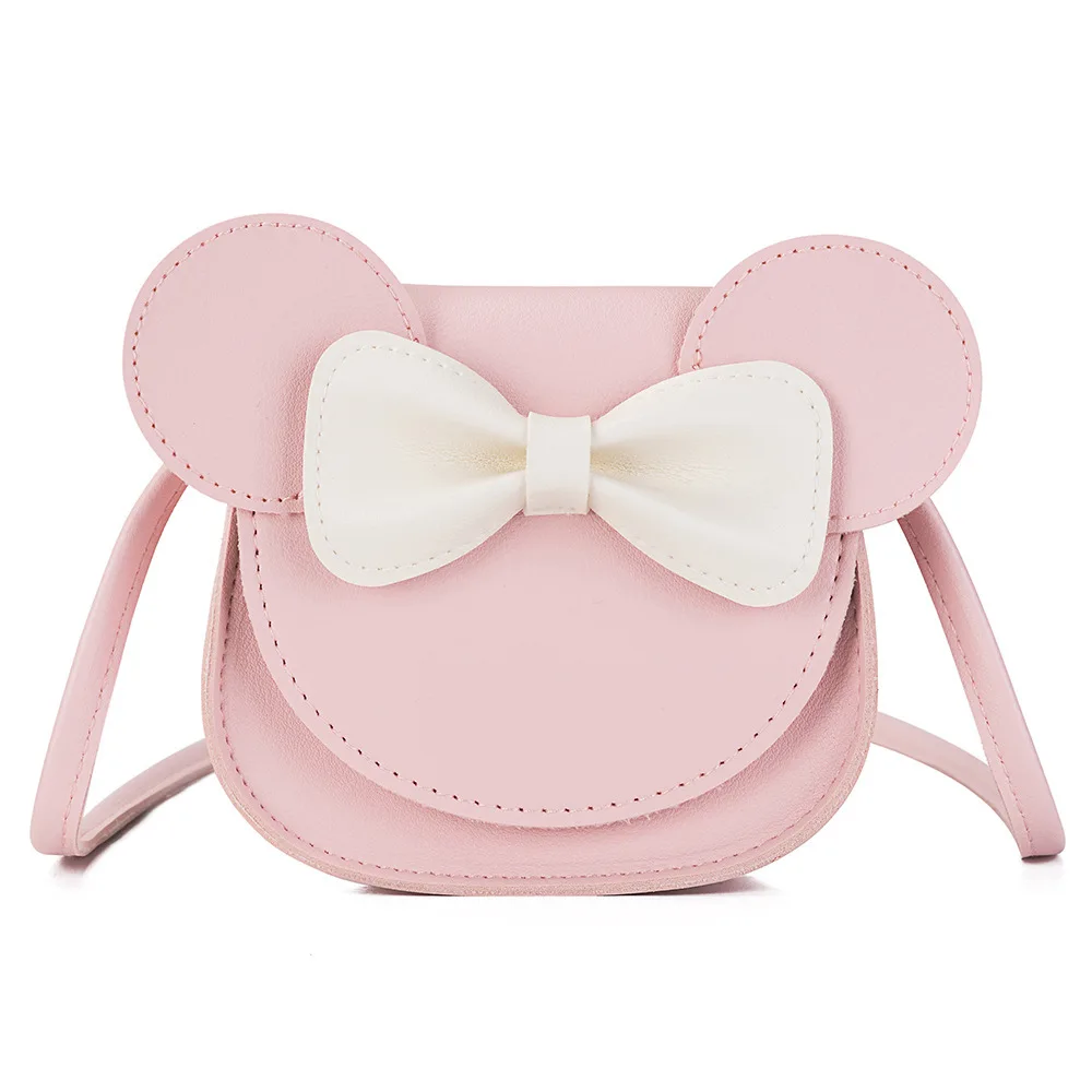 Korea Style Children Cartoon Mouse Shoulder Bag Girl Fashion PU Princess Bowknot Dress Coin Crossbody Mini Bag KBG006