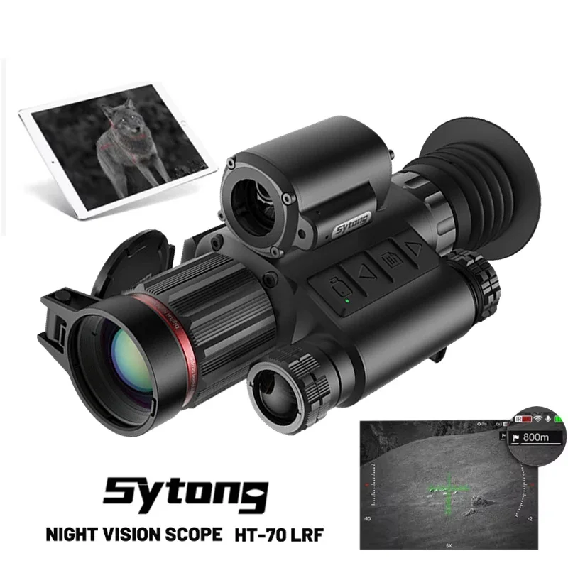 HT-70 LRF 400M Infrared Night Vision Scope 2K HD WIFI Monocular Telescope Video Camera for Hunting with Laser Distance Meter