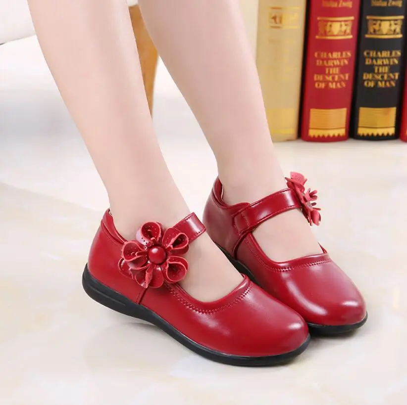 Girls Leather Shoes for Children Wedding Dress Princess School Shoes Kids Summer Bow-knot Black Student Sandals Korean Fashion