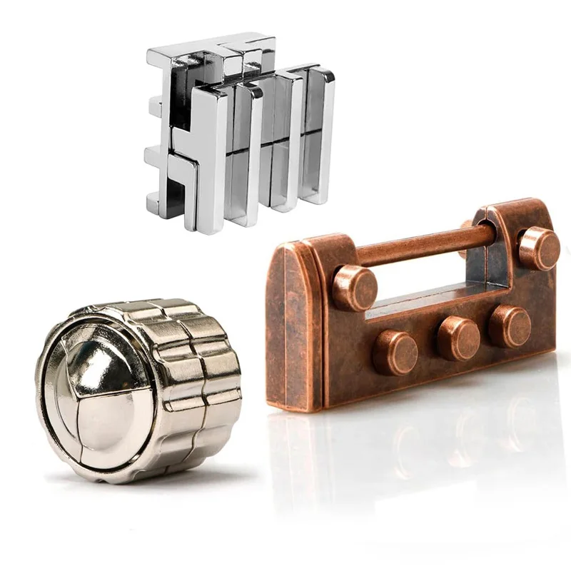 3PCS 매우 어려운 두뇌 티저 퍼즐 금속 IQ 도전 게임 어린이를위한 교육 장난감 성인 Juegos De Ingenio Metalico