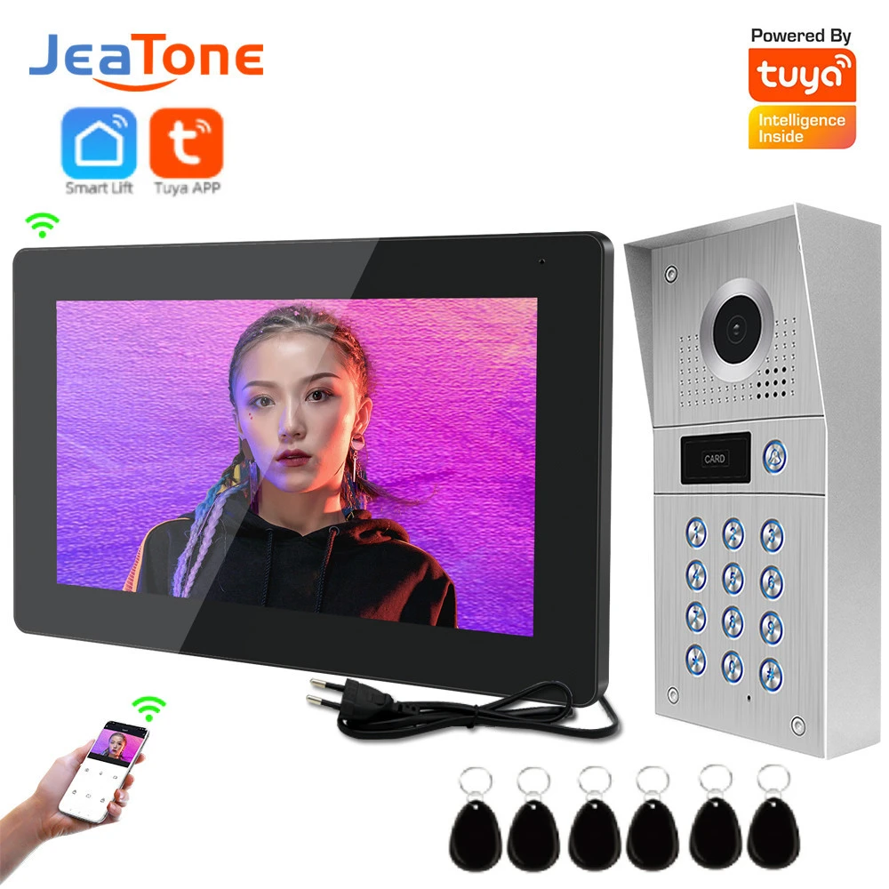 jeatone privado residencial walkie talkie video intercomunicador wifi full touch camera hd deteccao de movimento desbloquear 10 1080p 01