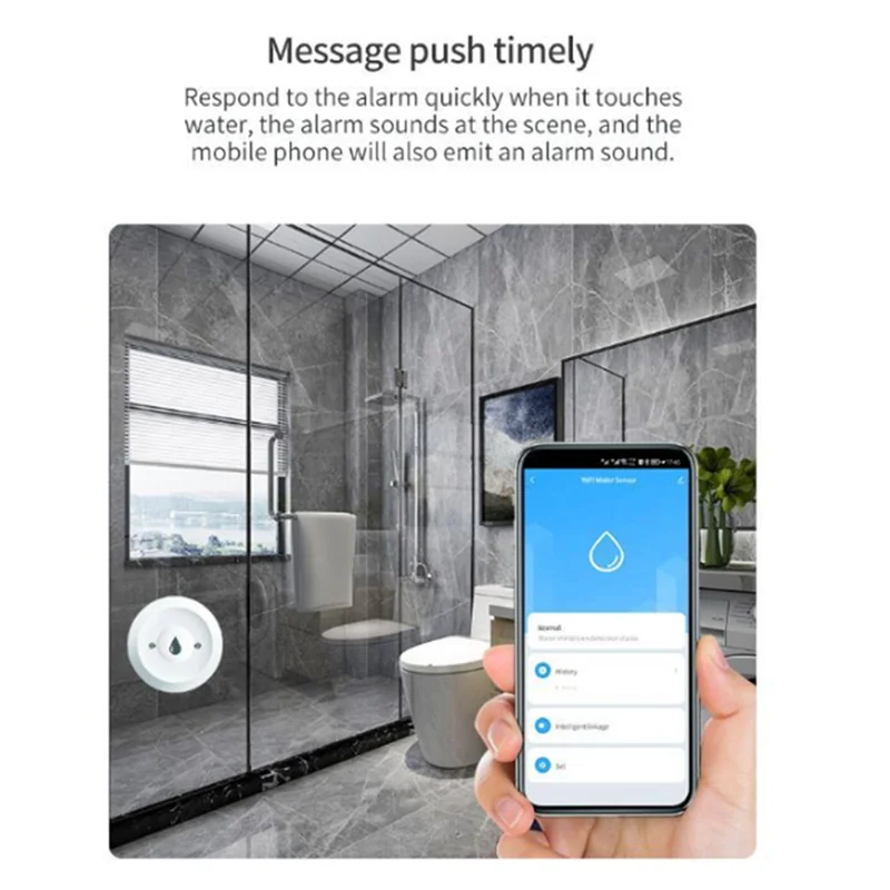 

B50B-Zigbee TUYA Smart Water Leak Detector Flood Sensor Remote Monitoring Via Tuya Zigbee Gateway Water Tank Full Alarm