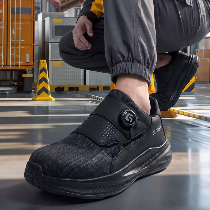 Rotating Button Work Safety Shoes European Standard Steel Toe Shoes Puncture-Proof Protection Shoes Work Sneakers Men Shoes 2026