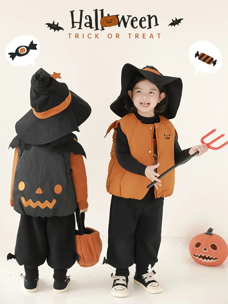 yoehyaul-loween-pumpkin-cotton-vest-for-girls-windproof-warmth-no-sve-3d-wings-design-simple-sle-children's-clothing