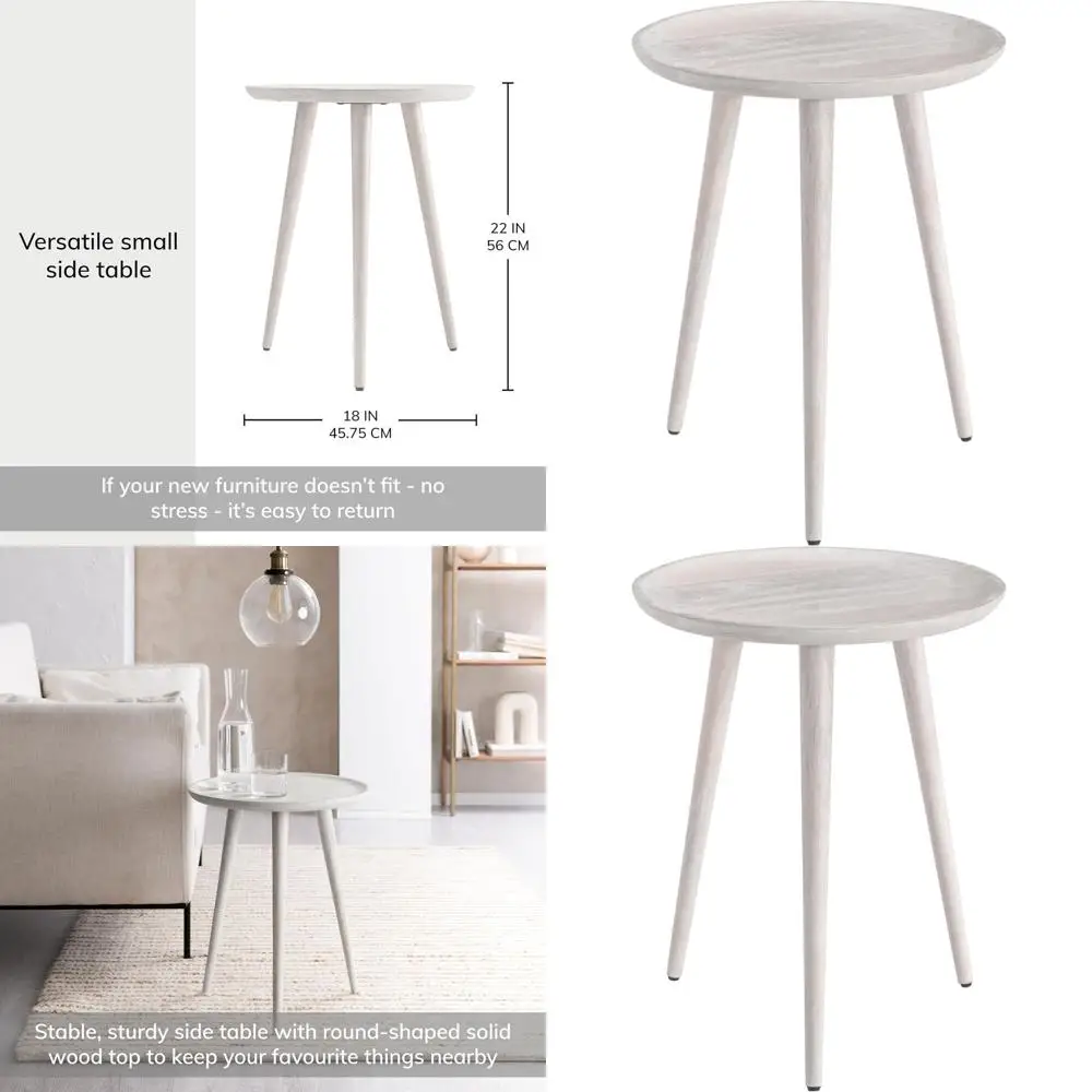 

Handcrafted Solid Wood Round Side Table: Modern Accent Nightstand for Home Decor