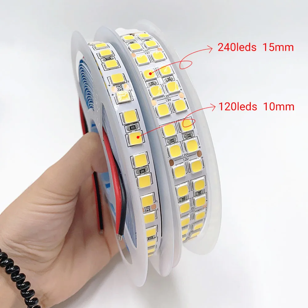 شريط LED فائق السطوع 5054 خزانة خطية صف مزدوج 240 مصباح LED 120 مصباح LED 60 مصباح LED 16.4 قدم 12 فولت أبيض دافئ 3000 كيلو أبيض 6000 كيلو 6500 كيلو 5 متر