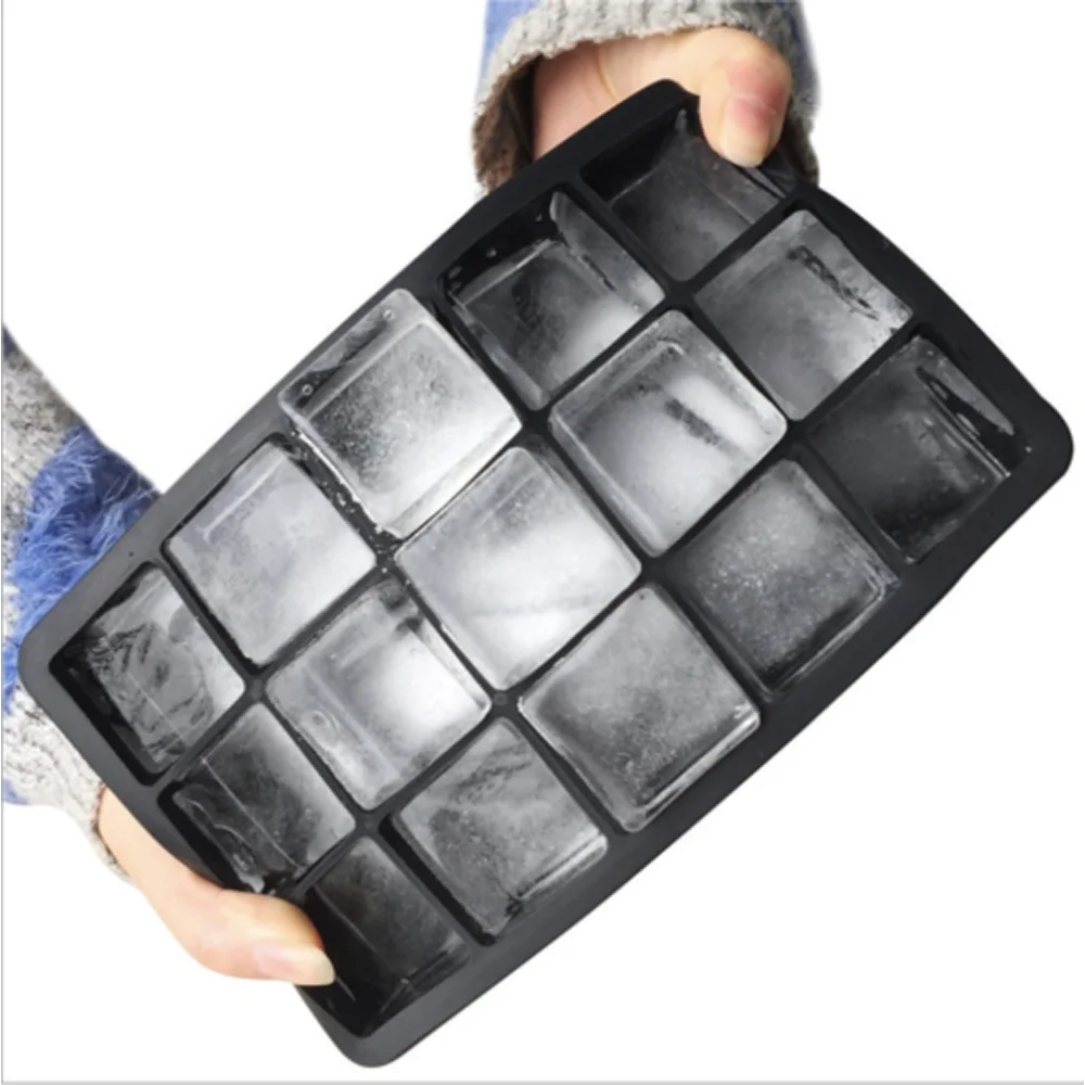 Eiswürfelform aus lebensmittelechtem Silikagel, 15 Gitter, große Form, Kuchen-Backform, ungiftig, wiederverwendbar, für die Küche
