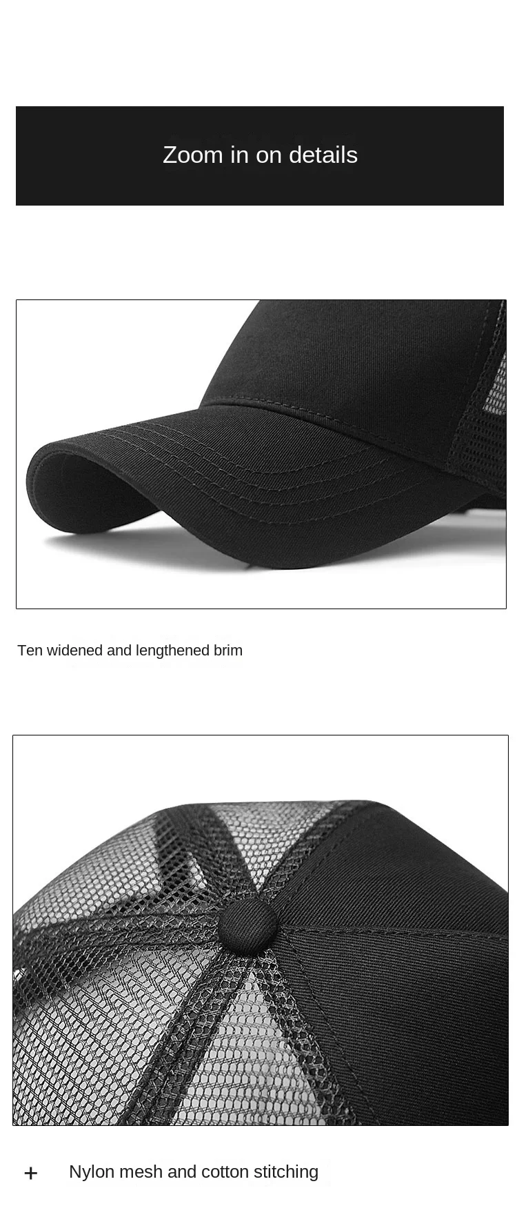 Großen Kopf Mann Große Größe Mesh Baseball Hüte Männlichen Freien Plus Größe Sport Caps Dad Oversize Trucker Cap 56-61cm 62-68cm – Detail 7