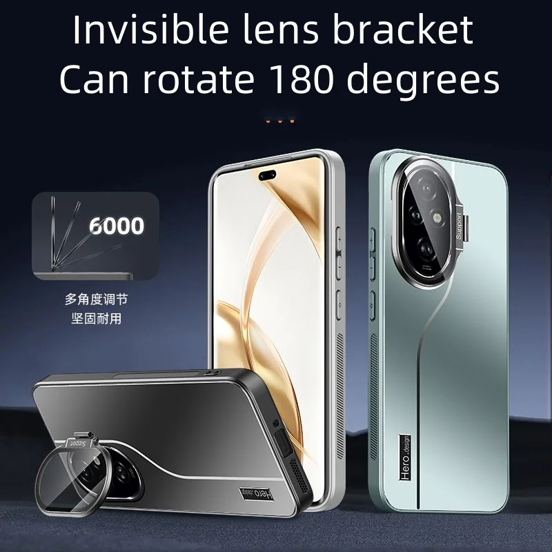 Case For Honor200 200 Pro  One-piece Lens Invisible Bracket Skin-Friendly Cover For Honor 200 Pro Shockproof Bumper Funda