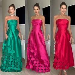 Jiayigong High Quality  Classic Modern Style Formal Evening Strapless Floor-Length A-line Appliques Satin  Dresses