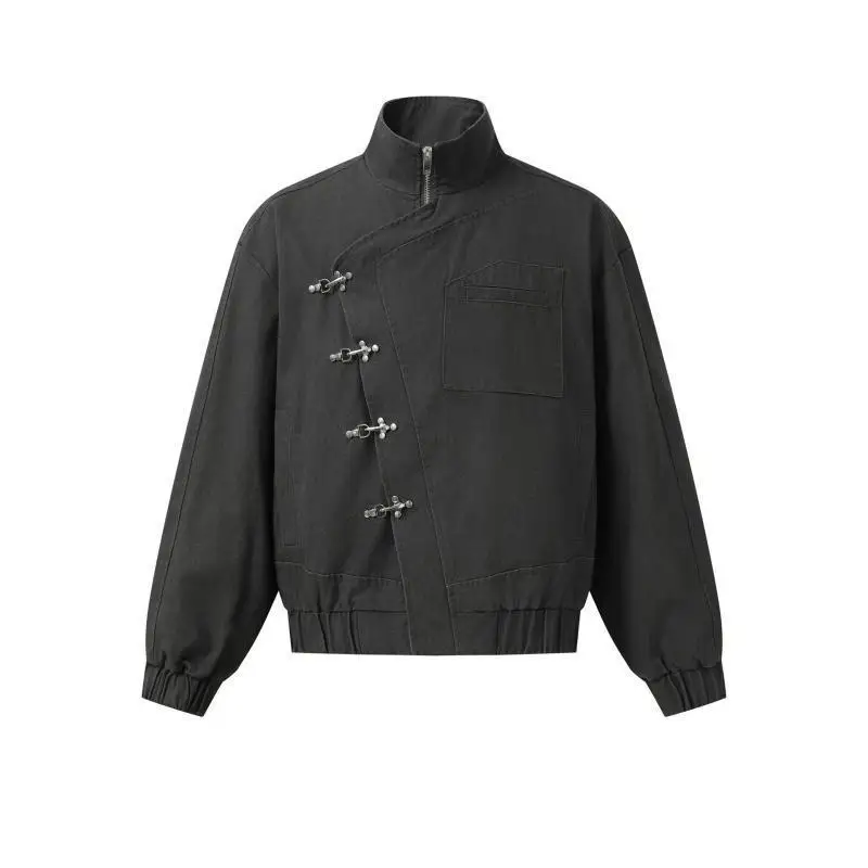 2025 Airplane Buckle Short Stand Collar Denim Jacket Winter Women's Fashion Outerwear Universal Fit Other Material 100%