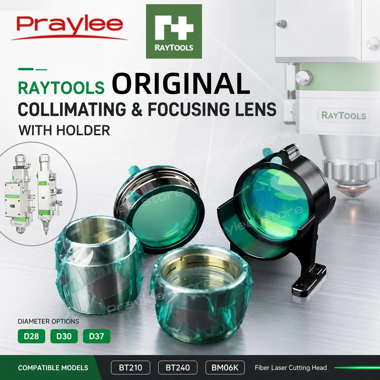 Raytools Original Laser-Kollimationslinse und Fokussierlinse mit Halterung für BM110 BT210 BT240 BM06K Faserlaser-Schneidkopf – Detail 1