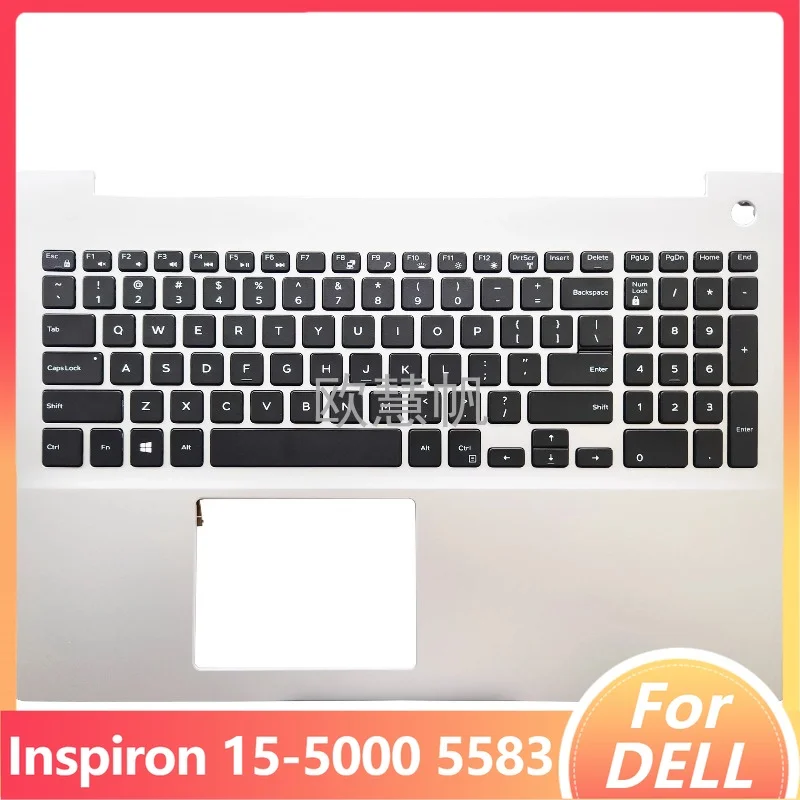 

T New Original US Keyboard for Dell Inspiron 15-5000 5583 Laptop Palmrest Upper Cover Top Case No-Backlit Keyboard Silver