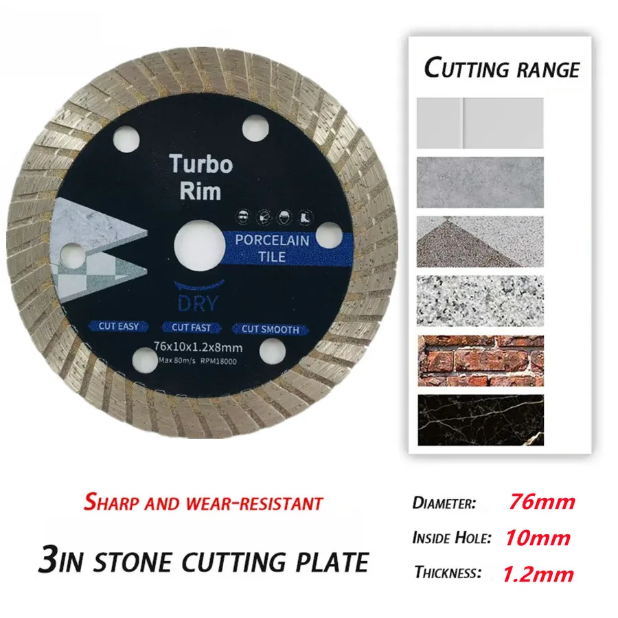 1/3/5 قطعة 76 مللي متر شفرة المنشار الصغيرة الماس القرص قطع الخشب الخرساني بلاط القاطع الجرانيت 3 بوصة الزجاج أسطوانة تقطيع الرخام #3