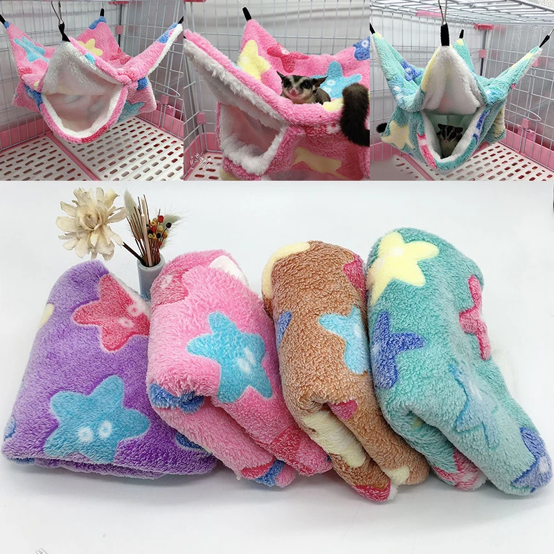 Hamaca cálida de felpa para hámster, saco de dormir grueso de doble capa para animales pequeños, jaula colgante para mascotas, rata y ardilla, gran oferta